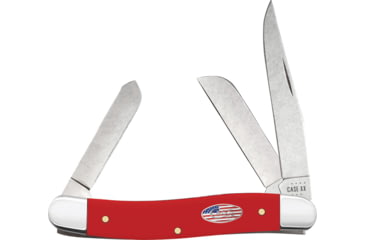 Image of Case Medium Stockman American Workman Folding Knife, 3.63in Closed, Carbon Steel, Stonewash Clip/Sheepsfoot/Spey Blades, Red Smooth Synthetic Handle, 73931