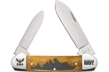 Image of Case Navy Canoe Antique Bone Folding Knife, Mirror finish stainless spear and pen blades, Antique smooth bone handle, 17720