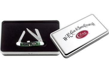 Image of Case Small Stockman Green Bone Folding Knife,Stainless Steel,Clip,Pen and Sheepsfoot,Burnt Green,Bone Handle CA70128