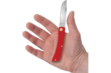 Image of Case Sod Buster Jr Red Synthetic Folding Knife, 3.63in Closed, Carbon Steel, Stonewash Skinner Blade, Red Smooth Synthetic Handle, 73932