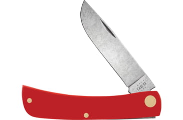 Image of Case Sod Buster Jr Red Synthetic Folding Knife, 3.63in Closed, 2.8in, Carbon Steel, Stonewash Skinner Blade, Red Smooth Synthetic Handle, 73932