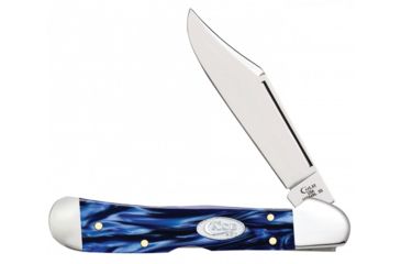 Image of Case Blue Pearl Kirinite - CopperLock Folding Knive, Surgical Steel Locking Clip Blade, Blue Multi Handle, 4.25in Closed, 23438
