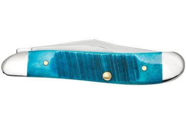 Image of Case Caribbean Blue Bone - Sawcut Jig Peanut Folding Knive, Surgical Steel Clip and Pen Blades, Caribbean Blue Bone Handle, 2.875in Closed, 25596
