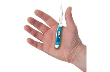 Image of Case Caribbean Blue Bone - Sawcut Jig Peanut Folding Knive, Surgical Steel Clip and Pen Blades, Caribbean Blue Bone Handle, 2.875in Closed, 25596