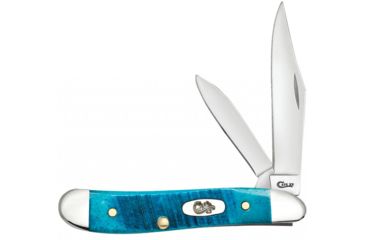 Image of Case Caribbean Blue Bone - Sawcut Jig Peanut Folding Knive, Surgical Steel Clip and Pen Blades, Caribbean Blue Bone Handle, 2.875in Closed, 25596