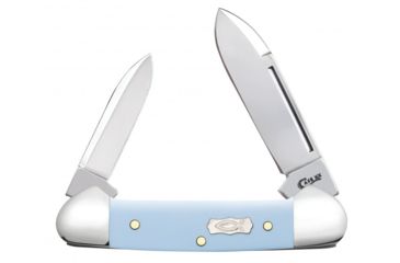Image of Case Ice Blue Ichthus - Baby Butterbean Folding Knive, Surgical Steel Spear and Pen Blades, Smooth Ice Blue Synthetic Handle, 2.75in Closed, 23383
