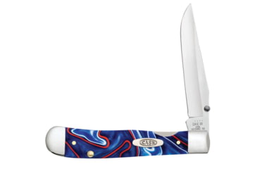 Image of Case Kickstart TrapperLock Folding Knife w/Pocket Clip, 4.13 in, Tru-Sharp Surgical Steel, Patriotic Kirinite Handle, 11218