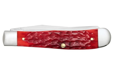 Image of Case Trapper Folding Knife, 4.13 in, Chrome Vanadium Steel, Dark Red Bone Peach Seed Jig Handle, 31950