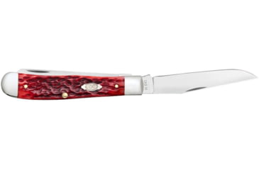 Image of Case Trapper Folding Knife, 4.13 in, Chrome Vanadium Steel, Dark Red Bone Peach Seed Jig Handle, 31950