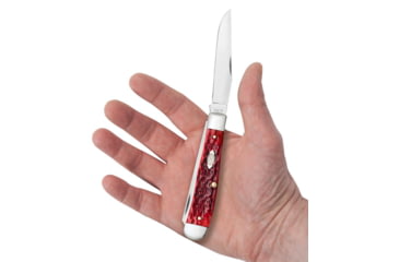 Image of Case Trapper Folding Knife, 4.13 in, Chrome Vanadium Steel, Dark Red Bone Peach Seed Jig Handle, 31950