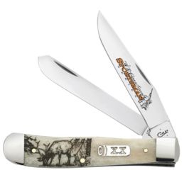 Image of Case Sportsman Series - Embellished Smooth Natural Bone Trapper Blade, 6254 SS - Elk, 50438