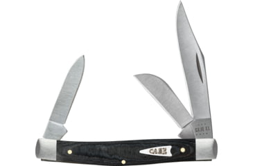Image of Case Stockman Black Micarta Folding Knife, 3.25in Closed, SS, Satin Clip/Sheepsfoot/Pen Blades, Black Smooth Micarta Handle, 27818