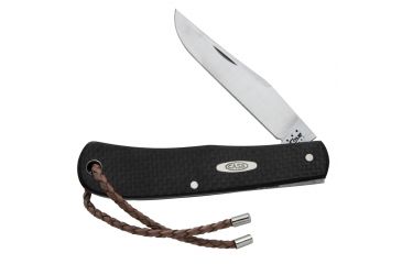 Image of Case TB101546 SS BackPocket 4 5/8in Satin Finished Clip Blade, Black Carbon Fiber Handle, Braided Leather Lanyard Included 42945