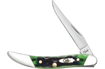 Image of Case Texas Toothpick Hunter Green Folding Knife,Stainless Steel,Standard Edge,Long Clip,Mirror Polish,Hunter Green,Jigged Bone Handle CA70491