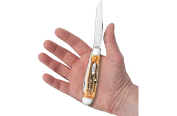Image of Case Trapper 6.5 Bonestag Folding Knife, 4.13in Closed, Mirror Clip/Wharncliffe Blades, 6.5 Bonestag Handle, 65329