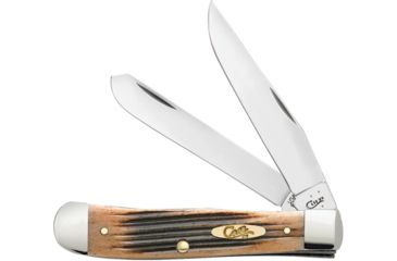 Image of Case Trapper Black Cherry Bone Folding Knife,Stainless Steel,Standard Edge,Clip and Spey,Mirror Polish,Black Cherry,Jigged Bone Handle CA57610