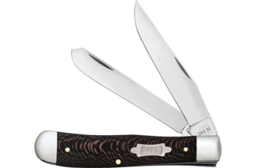 Image of Case Trapper Black Sycamore Folding Knife, Mirror finish stainless clip and spey blades, Black Sycamore wood handle, 25570