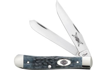 Image of Case Trapper Harley Gray Bone Folding Knife,Stainless Steel,Standard Edge,Clip and Spey,Mirror Polish CA52135