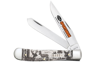 Image of Case Trapper Sportsman Folding Clip Point/Spey Plain Mirror Polished Tru-Sharp SS Blade/Deer Embellished Natural Bone Handle, 81220