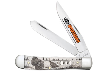 Image of Case Trapper Sportsman Folding Clip Point/Spey Plain Mirror Polished Tru-Sharp SS Blade/Turkey Embellished Natural Bone Handle, 81221