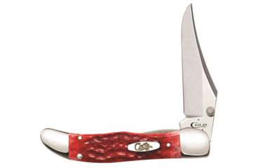 Image of Case Tru-Sharp Blade / Dark Red Bone CV Handle Kickstart Assisted Opening Mid-Folding Hunter, 4 in closed, 7003