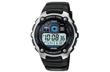 Image of Casio Outdoor Digital Cock-Pit Style Watch with World Time  AE2000W-1AV, Black AE2000W-1AV