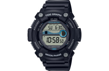 Image of Casio Outdoor Digital Fishing Watch w/Tide and Moon Graph - 10 Year Battery Life - Mens, Black, One Size, WS1300H-1AV