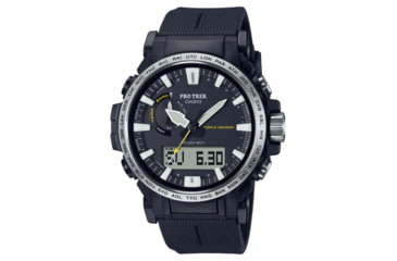 Image of Casio Outdoor Pro Trek Solar Powered Triple Sensor Word Time Watch w/Biomas Plastic Case and Strap - Mens, Black, One Size, PRW-61-1A