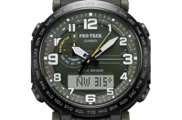 Image of Casio PRO TREK Tough Solar Triple Sensor Watch - Mens, Green, PRG601YB-3