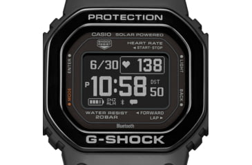 Image of Casio Tactical G-Shock Solar-Powered Move Series Watch w/Heart Rate and Smartphone Link Connectivity - Mens, Black, One Size, DW-H5600MB-1CR