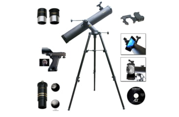 Image of Cassini 1000mm x 120mm Reflector Telescopes w/ Smartphone Adapter, Black, SS-1000120TR