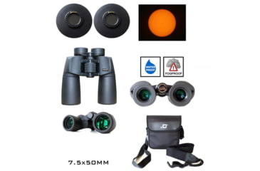 Image of Cassini 7.5 x 50mm Porro Prism Water Proof Binoculars, Black, C-P7SF