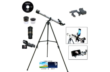 Image of Cassini 800mm x 60mm Erect Image Prism Refractor Telescope w/ Smartphone Adapter, White, SS-2800