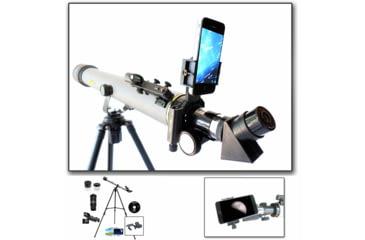 Image of Cassini 800mm x 60mm Erect Image Prism Refractor Telescope w/ Smartphone Adapter, White, SS-2800