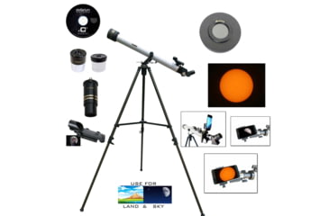 Image of Cassini 800mm x 60mm Erect Image Prism Refractor Telescopes w/ Solar Filter, White, SS-2800SF