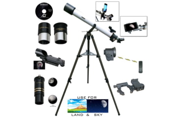 Image of Cassini 800mm x 72mm Electronic Focus Erect Image Prism Telescope w/ Smartphone Adapter, White, SS-872EFS