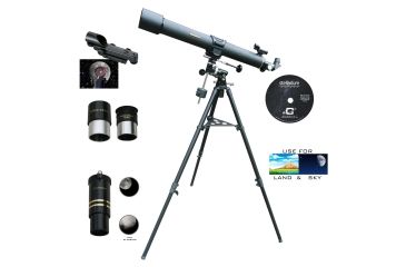 Image of Cassini EQ1 Refractor Telescope, Black, 900x80mm, C-90080EQ1