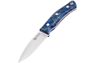 Image of Casstrom No 10 SFK Blue Blue/SS/Flat Knife, 8.75in Overall, 4in Satin 14C28N Sandvik SS Drop Point, Blue Birch Wood Handle, Black Leather Sheath, KS13119
