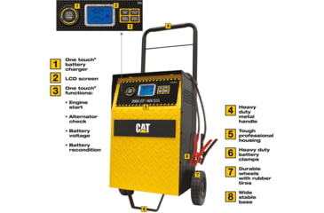 Image of CAT 40 Amp Professional Rolling Battery Charger, 3 Amp Maintainer With 200 Amp Engine Start, Yellow/Black, CBC200EW