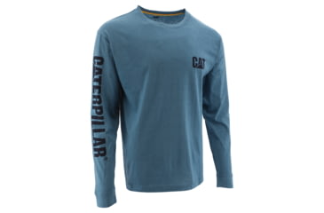 Image of Caterpillar Trademark Banner L/S Tee - Men's, Large, Regular, Real Teal Heather, 1510034-13084-L