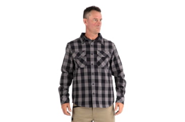 Image of Caterpillar Buffalo Check Flannel Overshirt - Men's, Extra Large, Charcoal/Black, 1610031-12914-XL