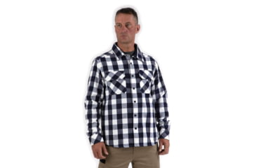 Image of Caterpillar Buffalo Check Flannel Overshirt - Men's, Extra Large, Navy/White, 1610031-12915-XL