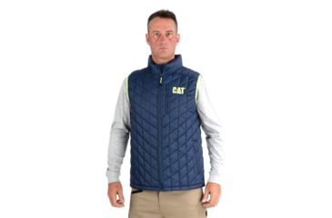 Image of CAT Lightweight Insulated Vest - Mens, Detroit Blue-Hi Vis Yellow, XL, 1320055-12895-XL
