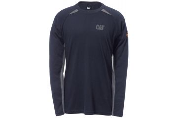 Image of Caterpillar Flame Resistant Long Sleeve Performance Crew Shirt, FR Navy-Heather, Extra Large 1630003-10642-XL
