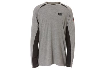 Image of Caterpillar Flame Resistant Long Sleeve Performance Crew Shirt, FR Heather Grey, Medium 1630003-10643-M