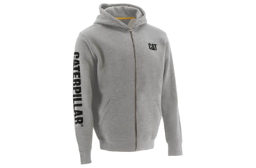 Image of Caterpillar Full Zip Hooded Sweatshirt - Mens, Light Heather Grey, Large, W10840-10831-L
