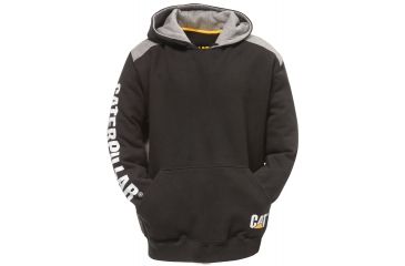 Image of Caterpillar Logo Panel Hooded Sweatshirt, Black, Large 1910802-016-L