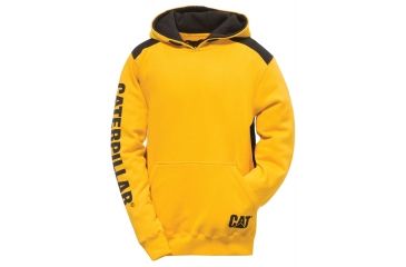 Image of Caterpillar Logo Panel Hooded Sweatshirt, Yellow, Large 1910802-555-L