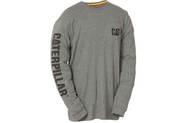 Image of Caterpillar Trademark Banner Long Sleeve T-Shirt, Dark Heather Grey, Small 1510034-004-S