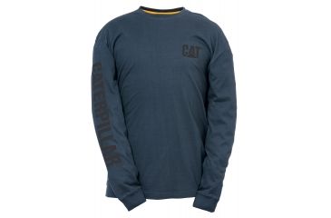 Image of Caterpillar Trademark Banner Long Sleeve T-Shirt, Dark Marine, Small 1510034-10378-S